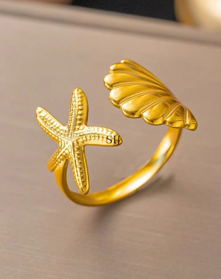 Starfish Seashell Openable Ring