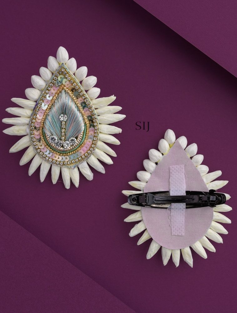 Teardrop Shape Jasmine Small Buds Meadium Hair Clip