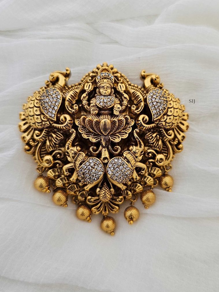 Temple Antique Gold Finish Lakshmi Devi Bridal Jadai Billai
