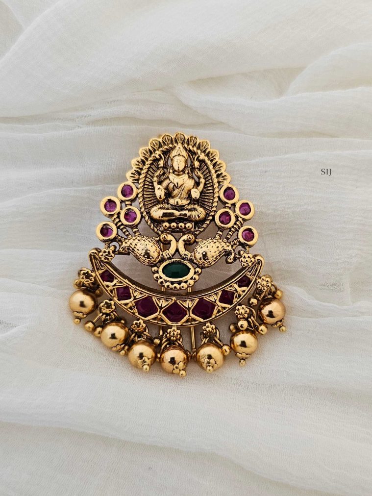 Temple Lakshmi Devi Kemp &Green Stone Bridal Jadai Billai