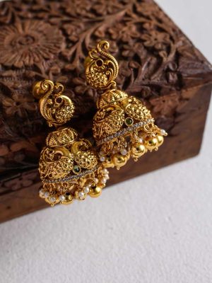 Temple Lakshmi with Peacock Nakshi Long Haram Set