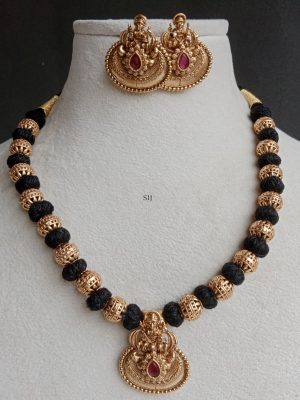 Traditional Black Thread Lakshmi Necklace