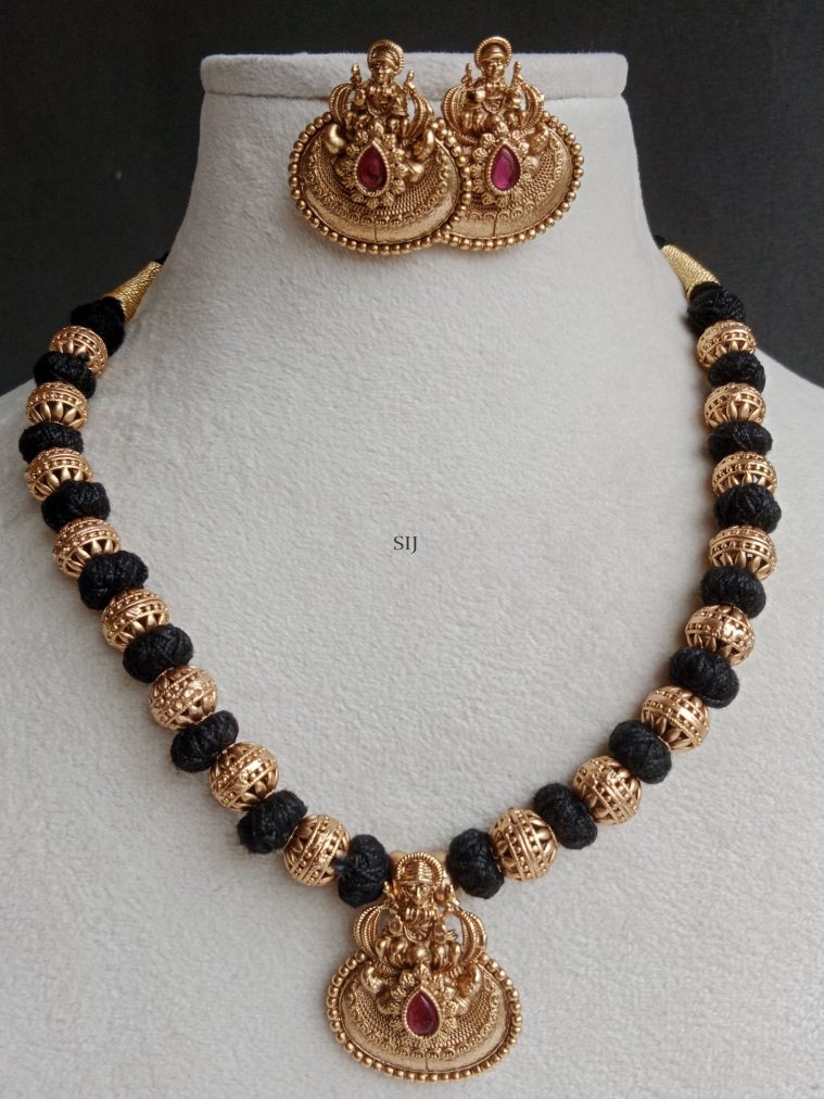 Traditional Black Thread Lakshmi Necklace