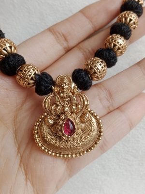 Traditional Black Thread Lakshmi Necklace