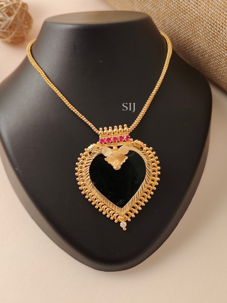 Traditional Heart Shaped Green Palakka Chain and Pendant