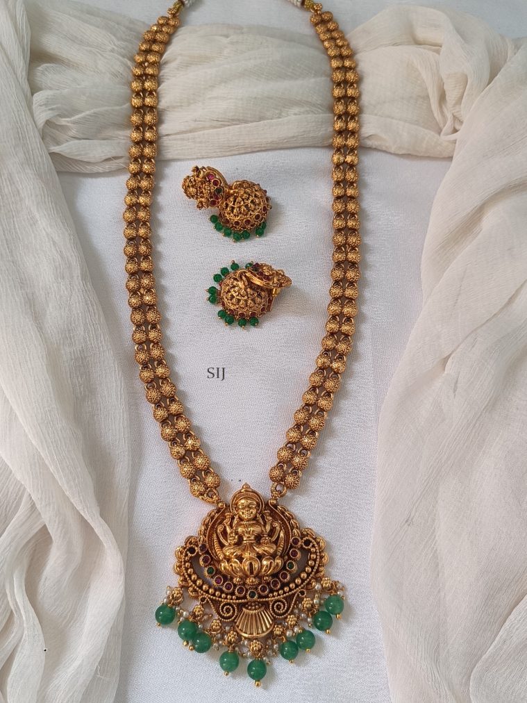 Traditional Lakshmi Motif Pendant Long Haram Set