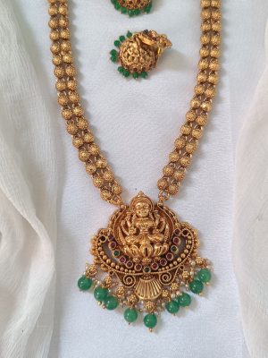 Traditional Lakshmi Motif Pendant Long Haram Set
