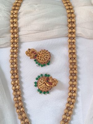 Traditional Lakshmi Motif Pendant Long Haram Set