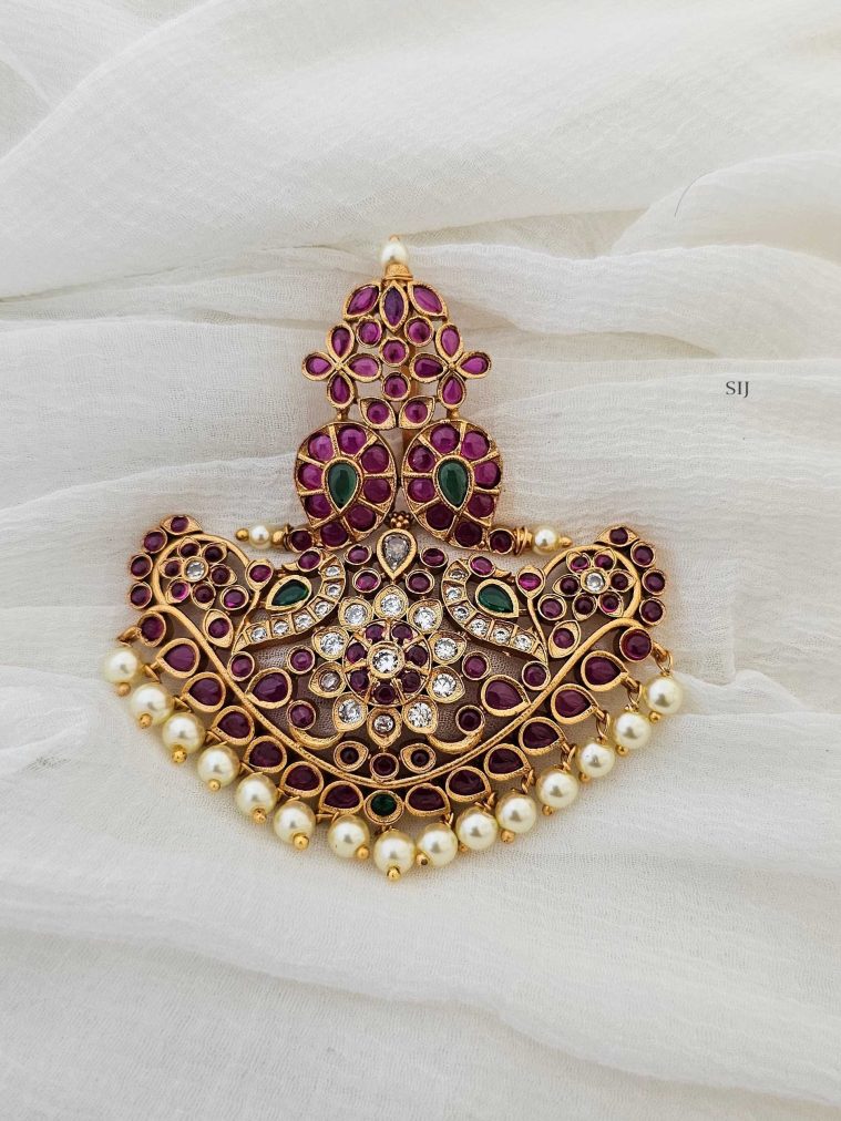 Traditional Mango Design Kemp, Green & CZ Stones Jadai Billai