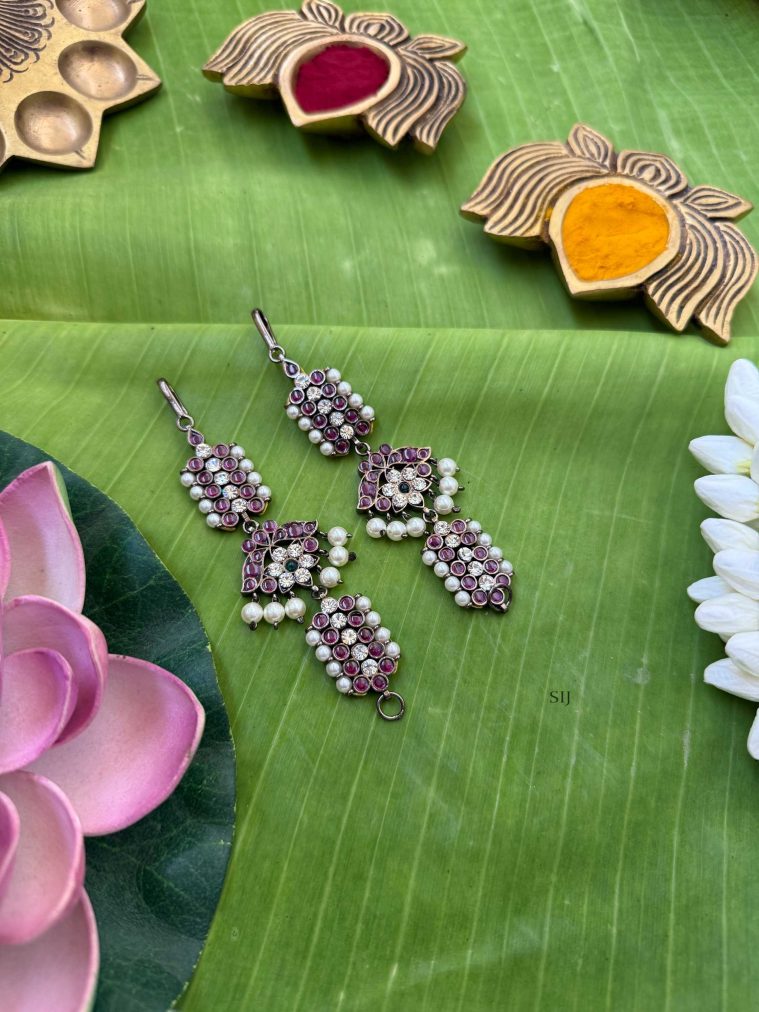 Traditional Precious Black Polish Floral Kemp Pearl Studded Mattals