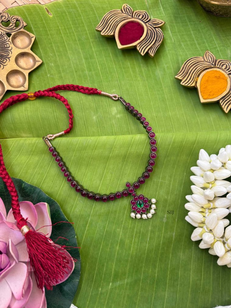 Traditional Precious Black Polish Kemp Attigai Necklace