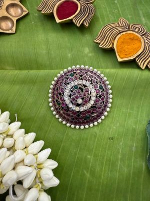 Traditional Precious Black Polish Kemp Pearl Studded Jadai Billai