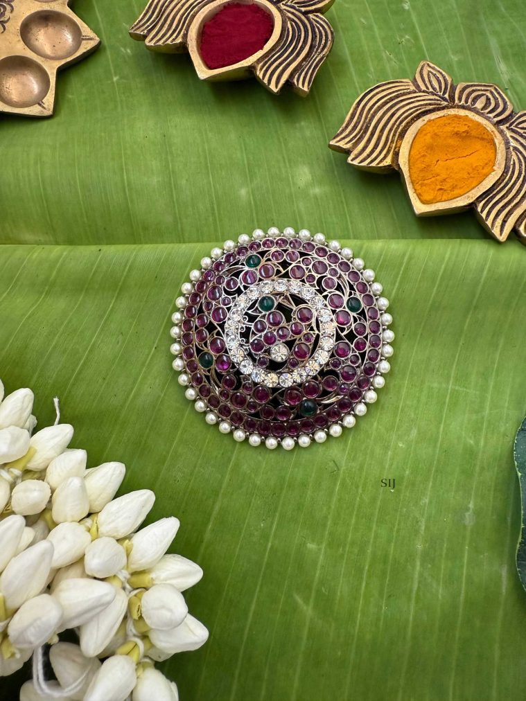 Traditional Precious Black Polish Kemp Pearl Studded Jadai Billai