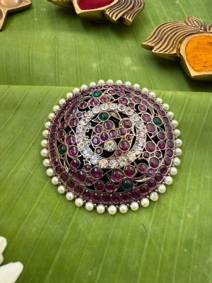 Traditional Precious Black Polish Kemp Pearl Studded Jadai Billai