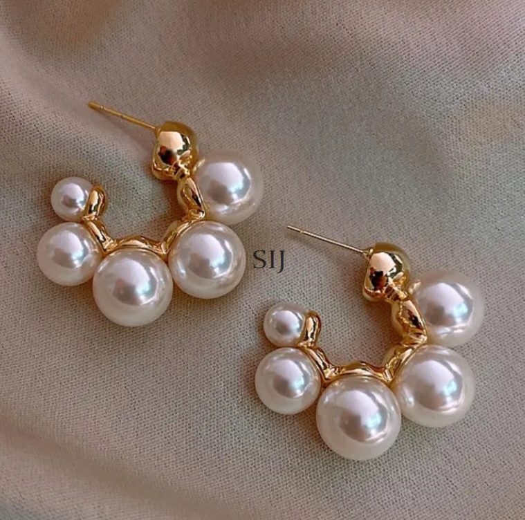 White Pearl Studded Earrings