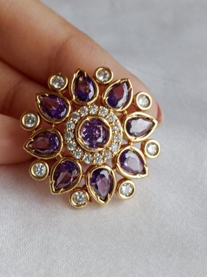 White &Purple Stones Studded Pendant Set