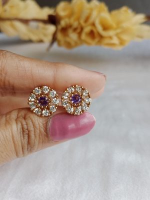 White &Purple Stones Studded Pendant Set
