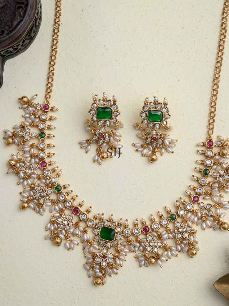 White Rice Pearl Guttapusalu Necklace