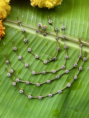 Gold Finish Ruby And White Stones Necklace