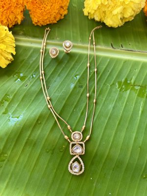 Gold Finish Dual Invisible Necklace Set