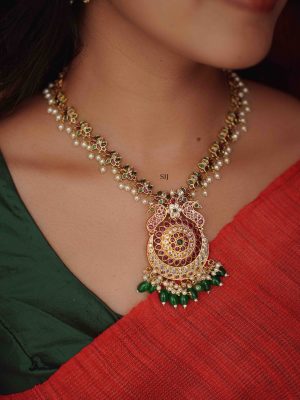 Imitation Dual Peacock Kemp Stones Necklace