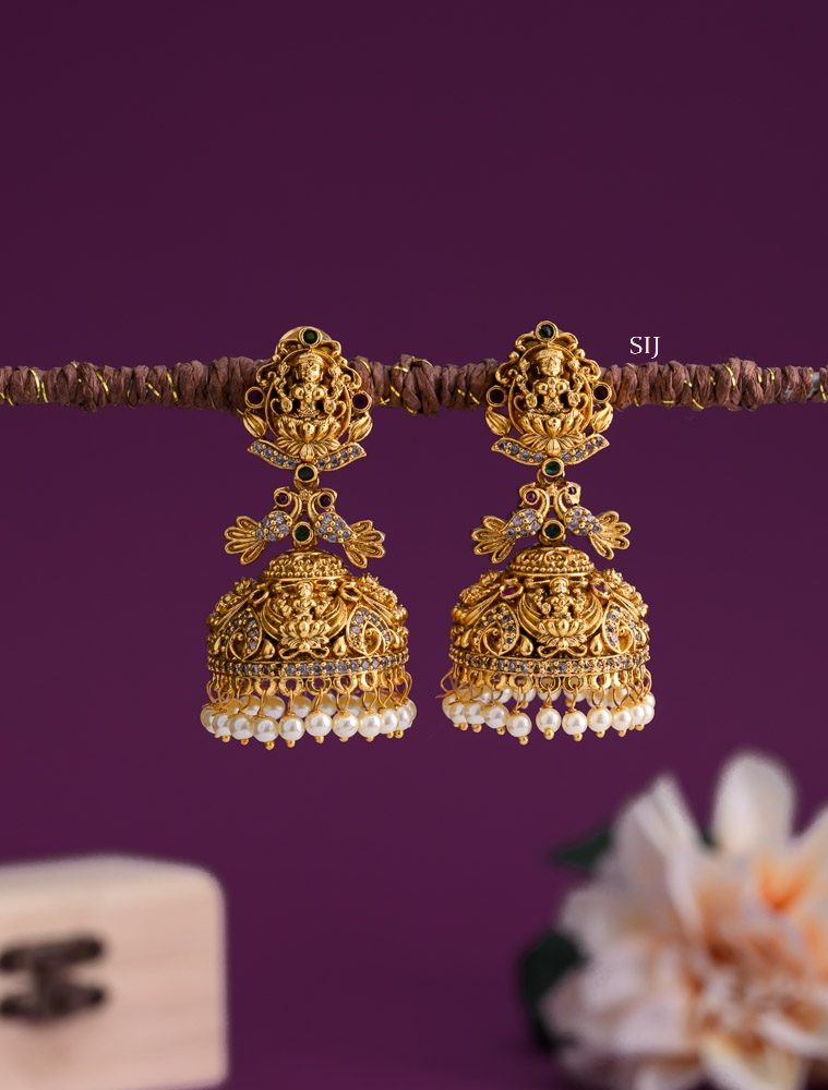Anitique Lakshmi Earrings with Pearl Hanging Jhumkas