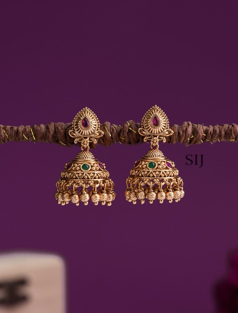 Gold Finish Govi Shape Jhumkas