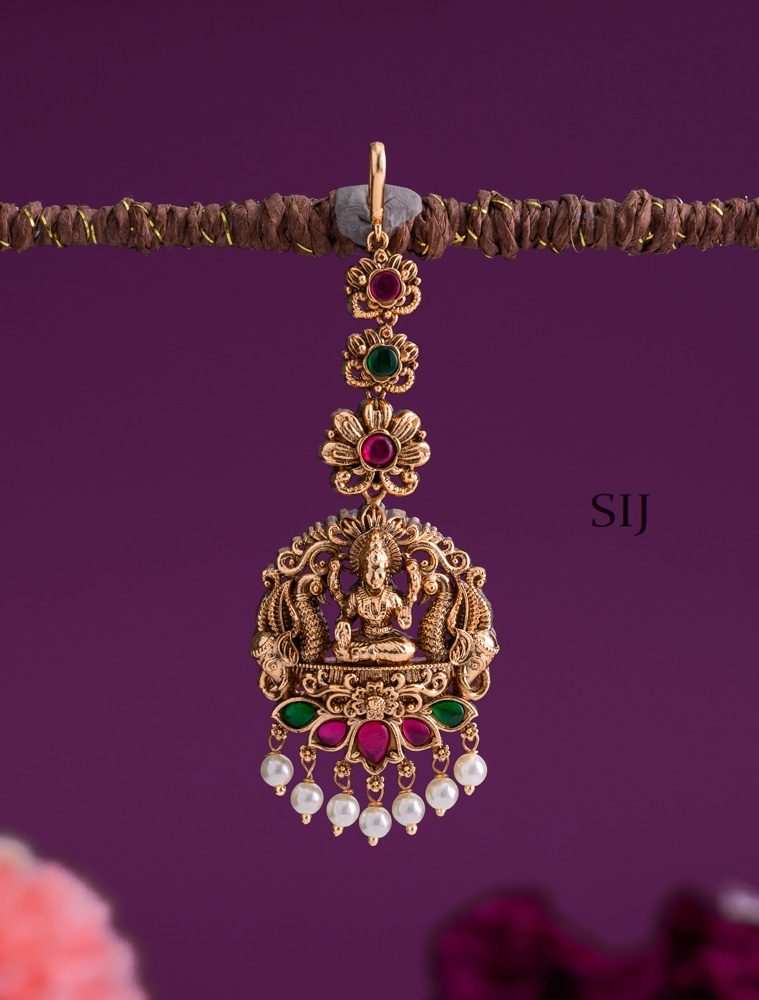 Antique Lakshmi Tikka With Pearl Beads