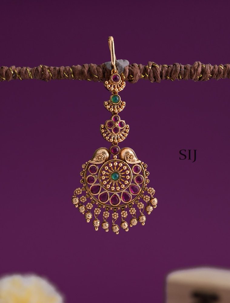 "Gold Finish Floral Kemp Tikka "
