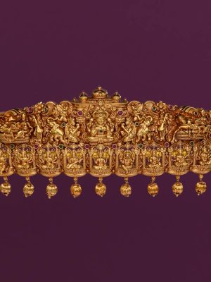 Gold Polish Ashta Lakshmi, Nakshi and All God's Motifs Vaddanam