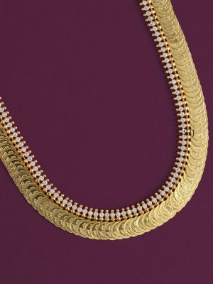 Traditional Lakshmi Coins Kasulaperu Haram with White Stones