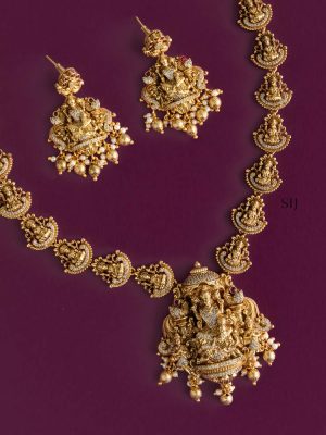 Traditional Lakshmi Devi Haram with White Stones