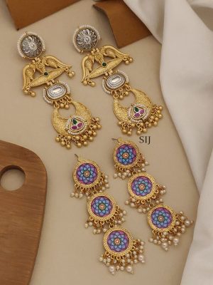 Set of 2 High Quality DualTone Designer Earrings Combo