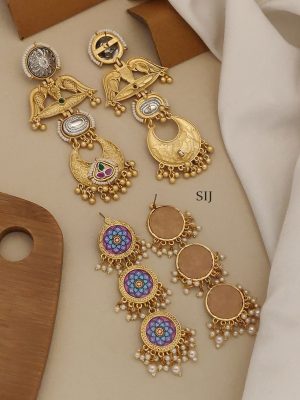 Set of 2 High Quality DualTone Designer Earrings Combo