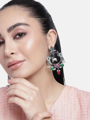 Set of 2 German Silver Animal Pattern Earrings Combo