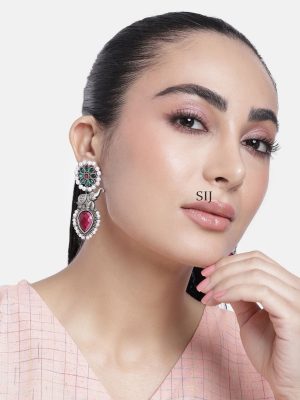 Set of 2 German Silver Plated Earrings Combo