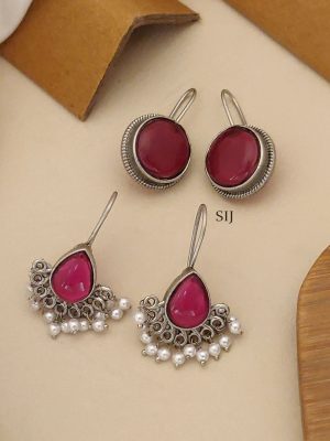 Set of 2 German Silver Plated Earrings Combo