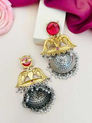 Long DualTone Plated Jhumkas