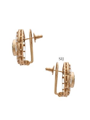 Floral Gold Plated Polki Stone Ear Studs