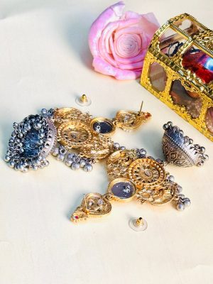 Dual Tone Plated Dual Peacock Jhumka Earrings