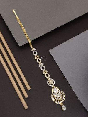 Gold Finish AD Stones Maang Tikka