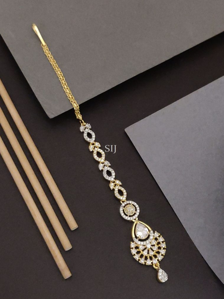 Gold Finish AD Stones Maang Tikka