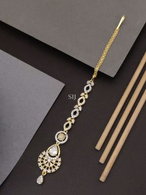 Gold Finish AD Stones Maang Tikka