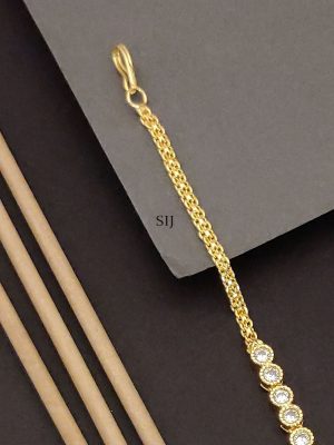 Gold Plated White AD Stones Maang Tikka
