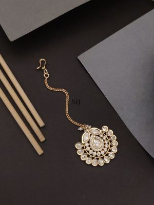 Gold Plated Polki AD Stones Maangtikka