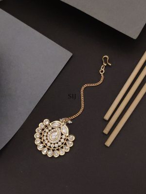 Gold Plated Polki AD Stones Maangtikka