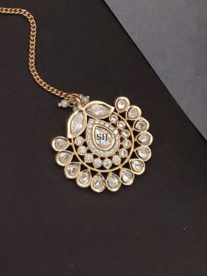 Gold Plated Polki AD Stones Maangtikka