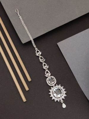 Silver Plated AD Stones Maangtikka