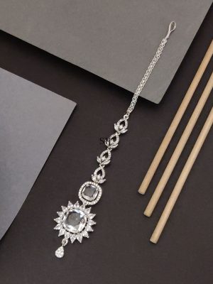 Silver Plated AD Stones Maangtikka