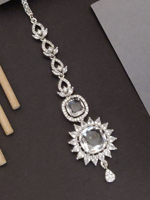 Silver Plated AD Stones Maangtikka